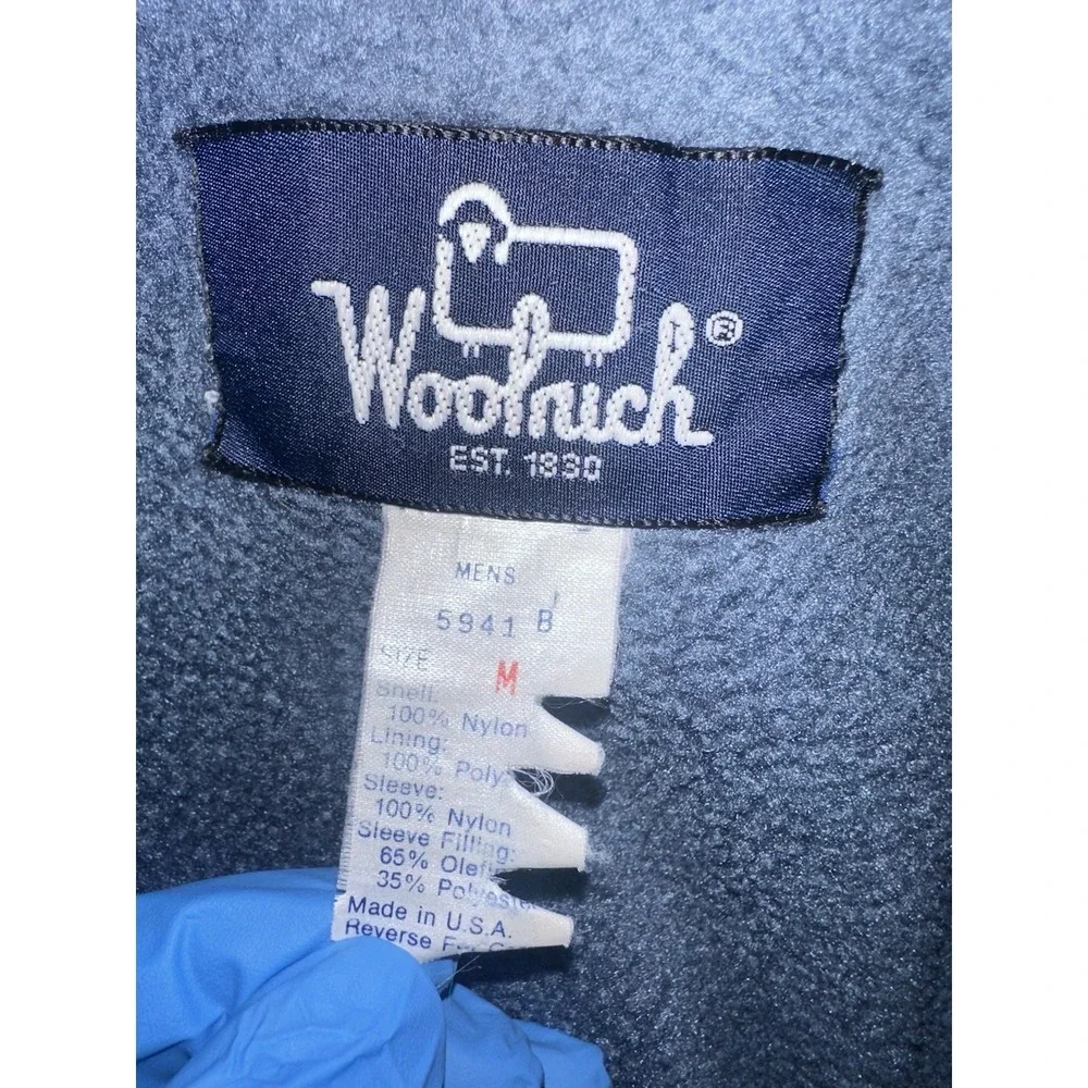 Vintage Woolrich Full Zip‎ Size Medium Blue Fleece Lined Bomber Jacket